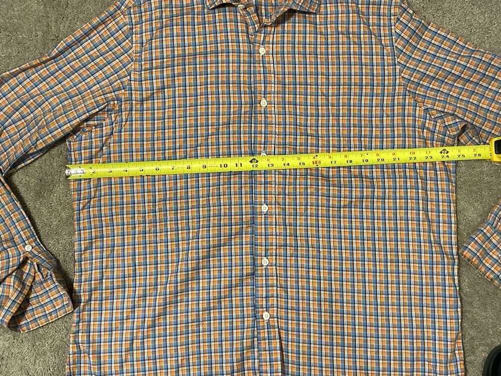 Polo Ralph Lauren Shirt Mens XL Orange Blue Plaid Button Up Long Sleeve Casual
